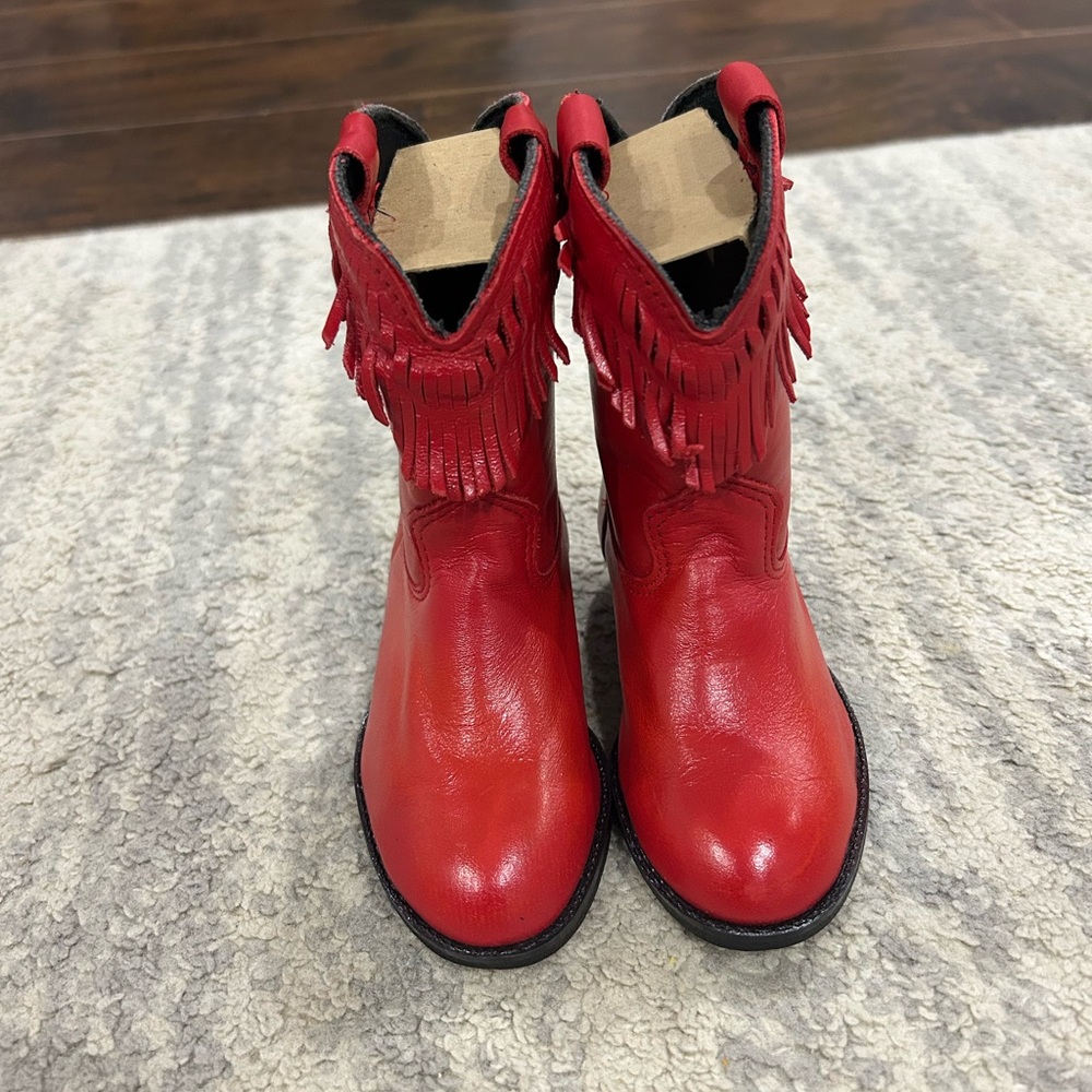 Red Fringe Leather Women's Western Boots